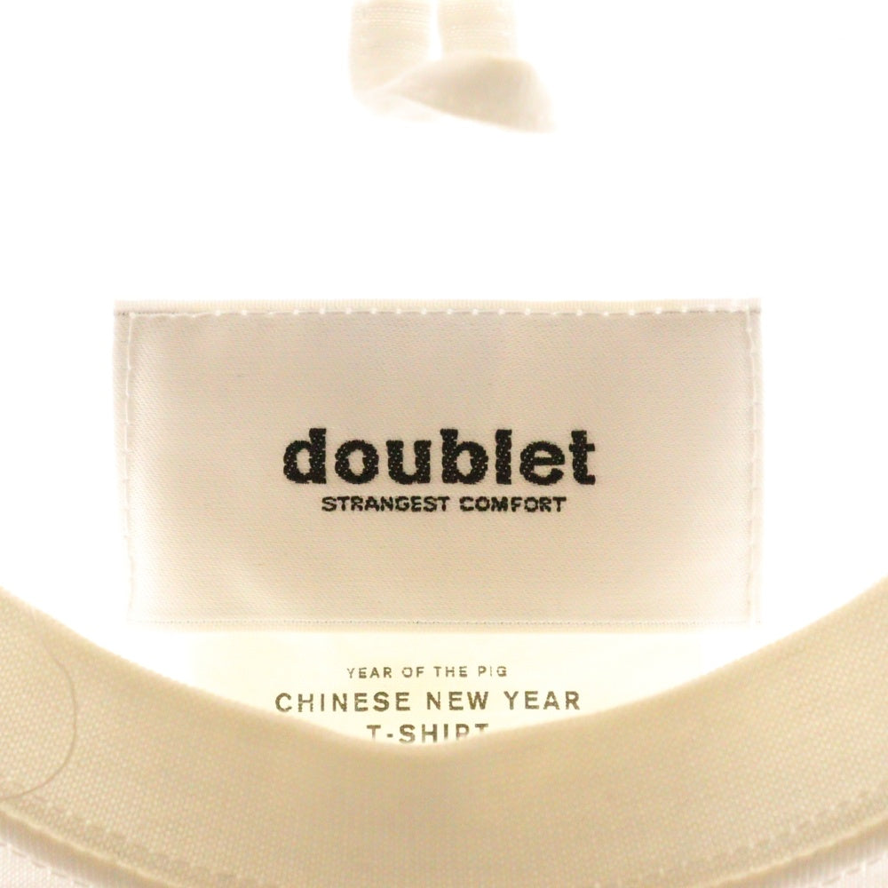 doublet(ダブレット) 19SS CHINESE NEW YEAR T-SHIRT チャイニーズニューイヤー グラフィックエンブロイダリー クルーネック半袖Tシャツ カットソー ホワイト 19SS32DSM03