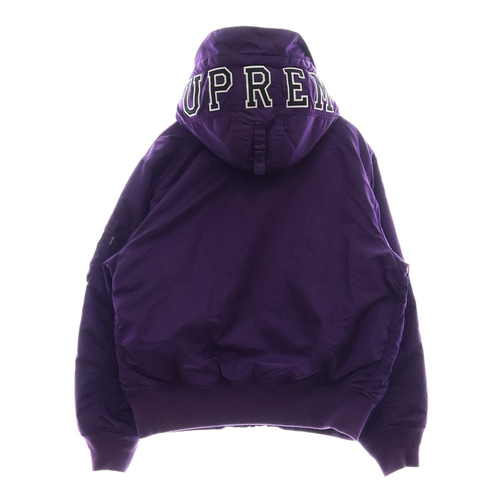 SUPREME(シュプリーム) 21AW Hooded MA-1 リバーシブル フード付き ジップアップ ボンバージャケット パープル/オレンジ