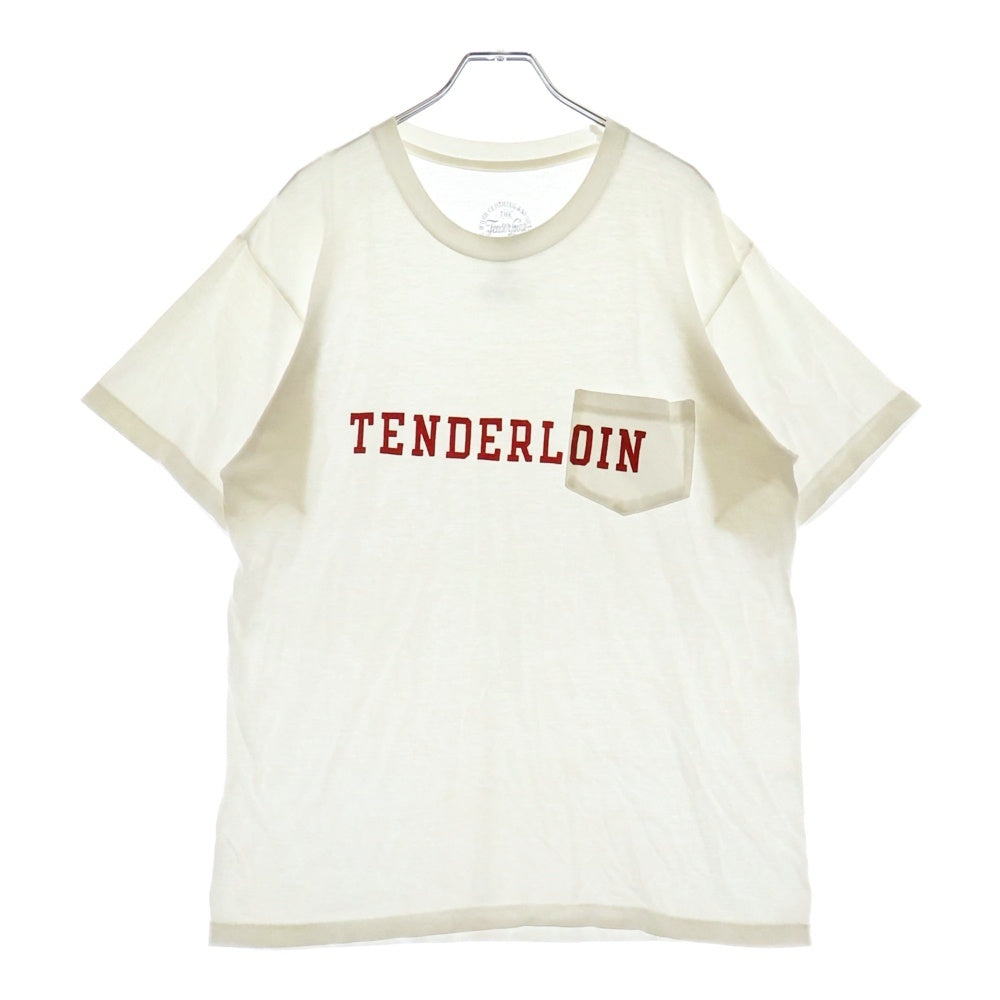 TENDERLOIN(テンダーロイン) 1ポケット ロゴプリント ショートスリーブカットソー 半袖Tシャツ ホワイト