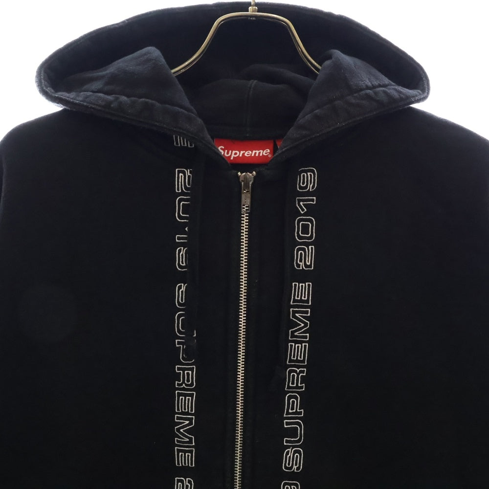 SUPREME(シュプリーム) 19SS Topline Zip Up Sweatshirt トップライン ジップアップ スウェットシャツ パーカー フーディ ブラック