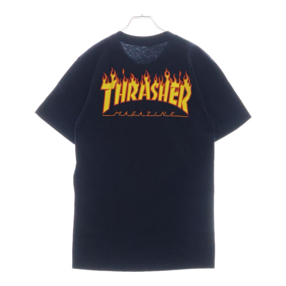 SUPREME(シュプリーム) 15SS ×THRASHER Flame Logo Tee スラッシャー フレイム ロゴプリントTシャツ 半袖カットソー ネイビー