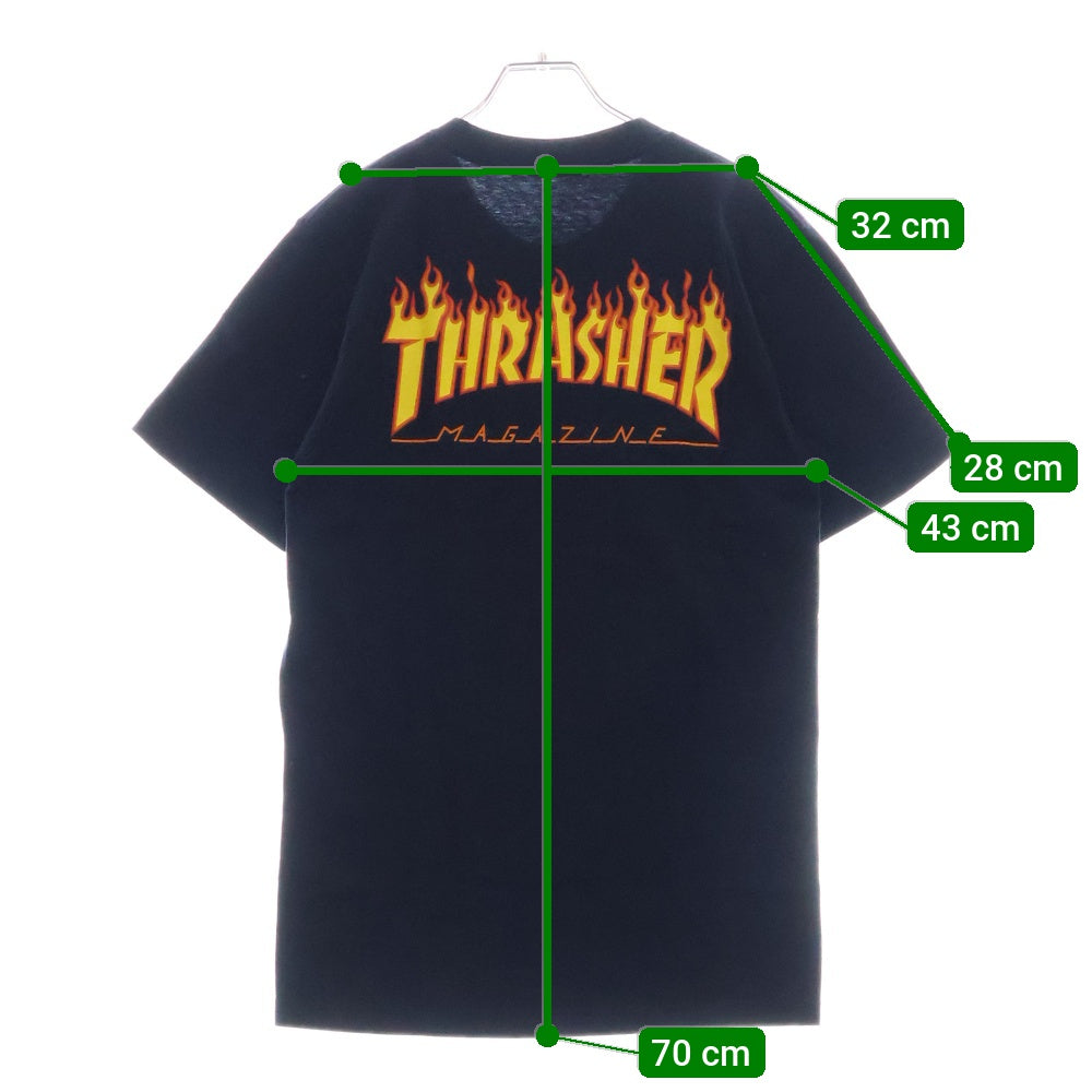 SUPREME(シュプリーム) 15SS ×THRASHER Flame Logo Tee スラッシャー フレイム ロゴプリントTシャツ 半袖カットソー ネイビー