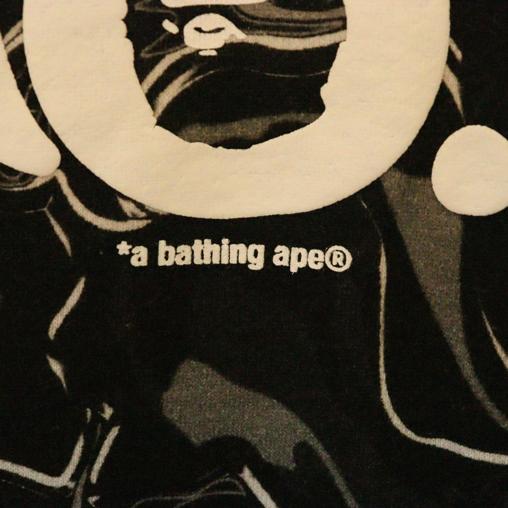 A BATHING APE(アベイシングエイプ) MARBLING CAMO LOGO RELAXED FIT CREWNECK フロントロゴ刺繍 カモ柄 クルーネック長袖スウェットトレーナー ブラック 001SWK801306M