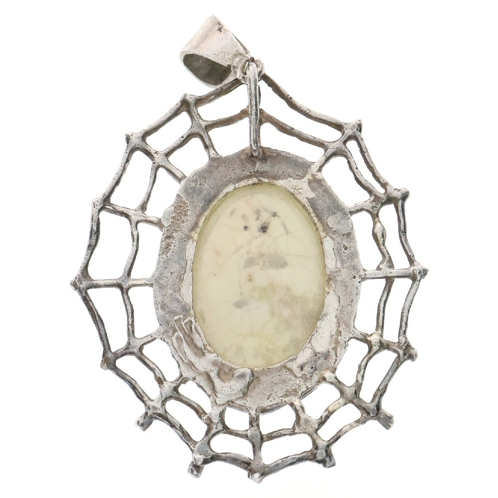 MFM(エムエフエム) LARGE OVAL PENDANT NECKLACE ラージ オーバル スパイダー ペンダントトップ ネックレス ホワイト/シルバー