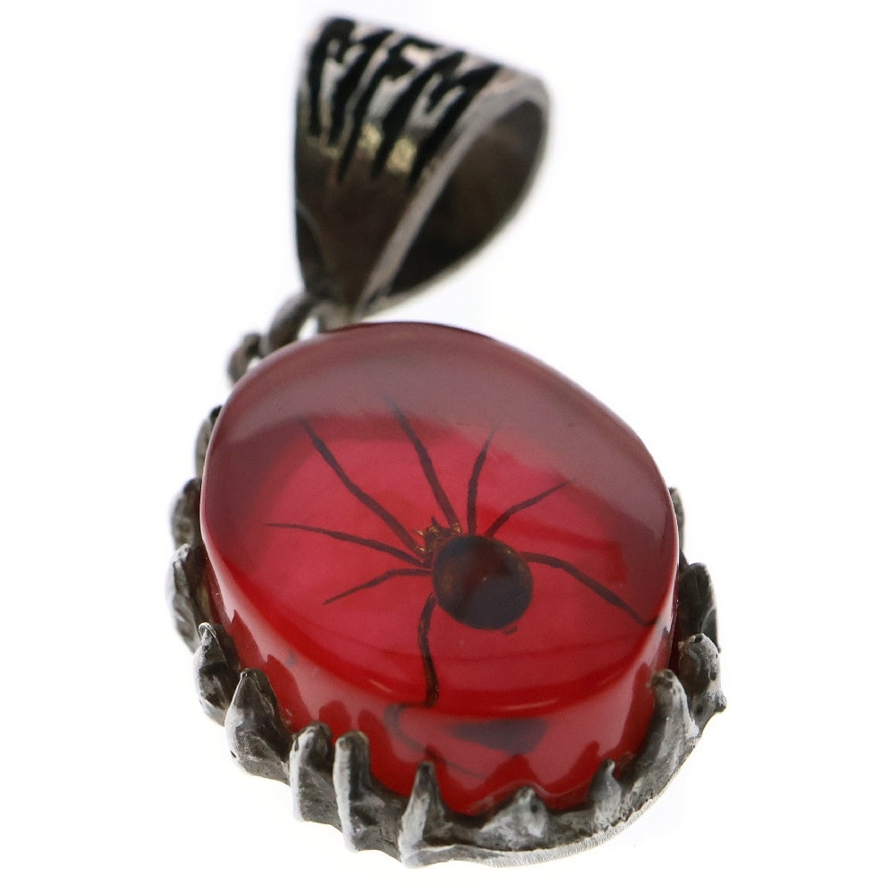 MFM(エムエフエム) OVAL PENDANT NECKLACE オーバル スパイダー ペンダントトップ ネックレス レッド/シルバー