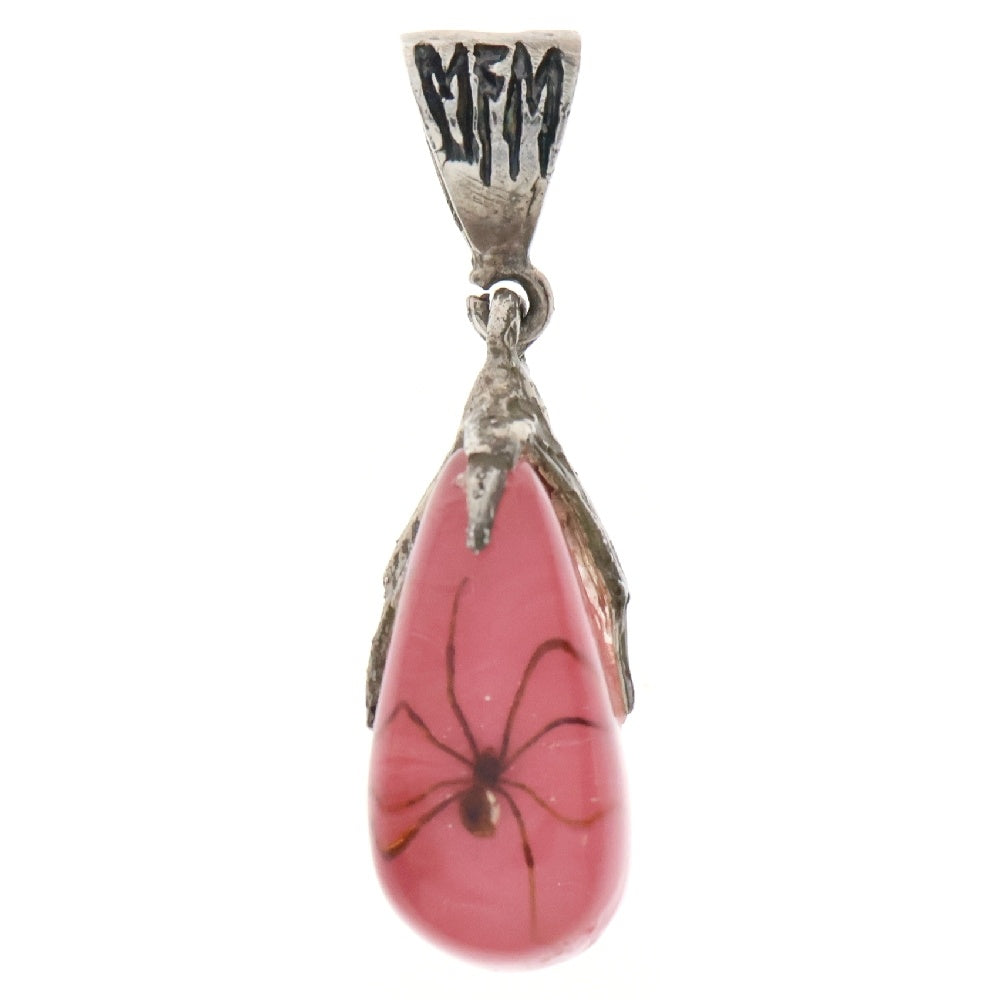 MFM(エムエフエム) TEAR DROP PENDANT NECKLACE ティアドロップ スパイダー ペンダントトップ ネックレス ピンク/シルバー