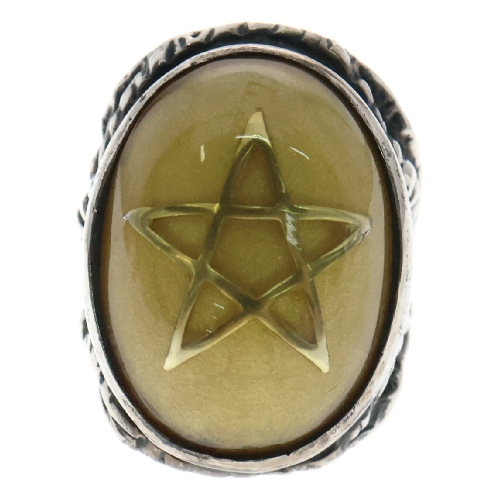 ALEX STREETER(アレックスストリーター) Angel Heart Ring エンジェルハート ゴールドスター バルティックアンバー リング 指輪 9号 イエロー/シルバー