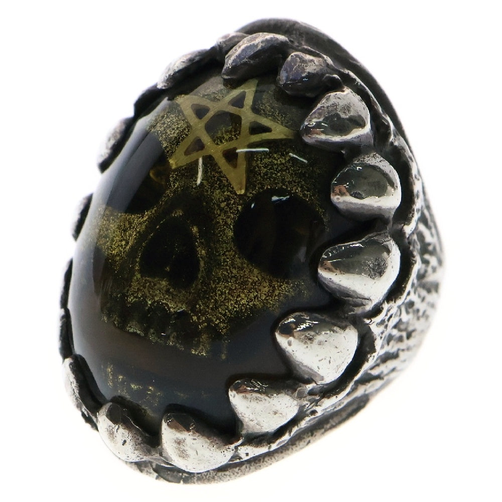 ALEX STREETER(アレックスストリーター) Dragon Tooth Ring Dome in Skull ドラゴントゥース ドームインスカル ゴールドスター リング 指輪 10号 オリーブ/シルバー