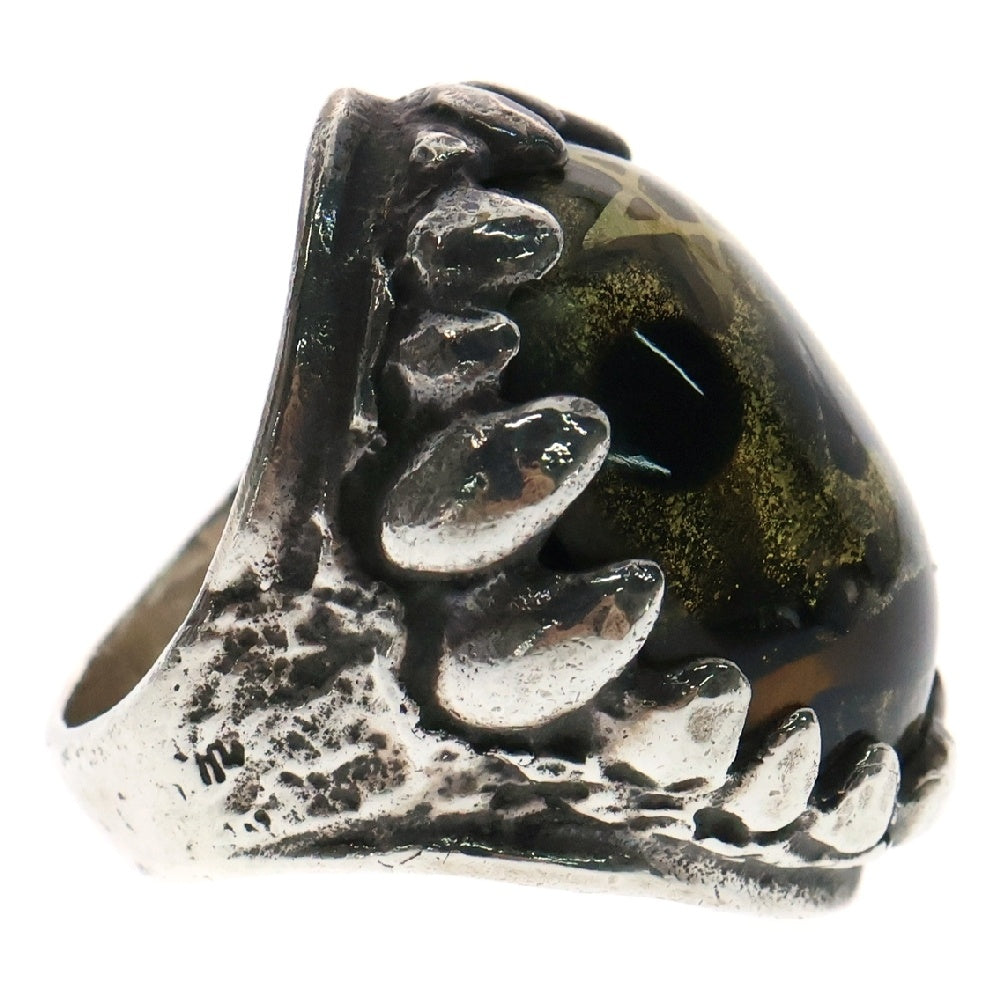 ALEX STREETER(アレックスストリーター) Dragon Tooth Ring Dome in Skull ドラゴントゥース ドームインスカル ゴールドスター リング 指輪 10号 オリーブ/シルバー