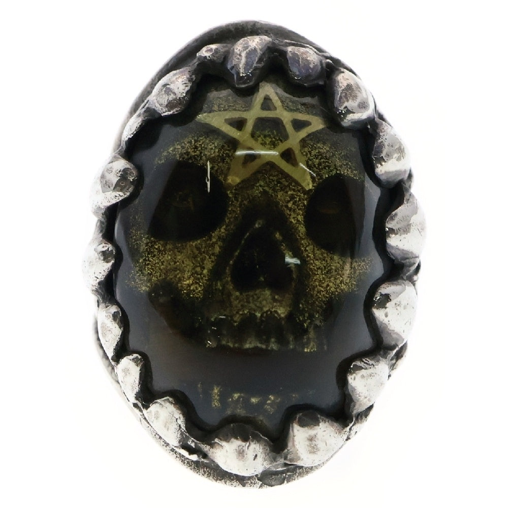 ALEX STREETER(アレックスストリーター) Dragon Tooth Ring Dome in Skull ドラゴントゥース ドームインスカル ゴールドスター リング 指輪 10号 オリーブ/シルバー