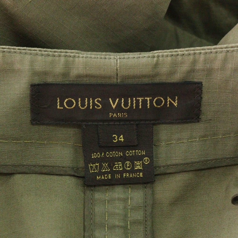 LOUIS VUITTON(ルイヴィトン) アシンメトリー ドローストリング コットン タイト ミディアム スカート カーキ レディース
