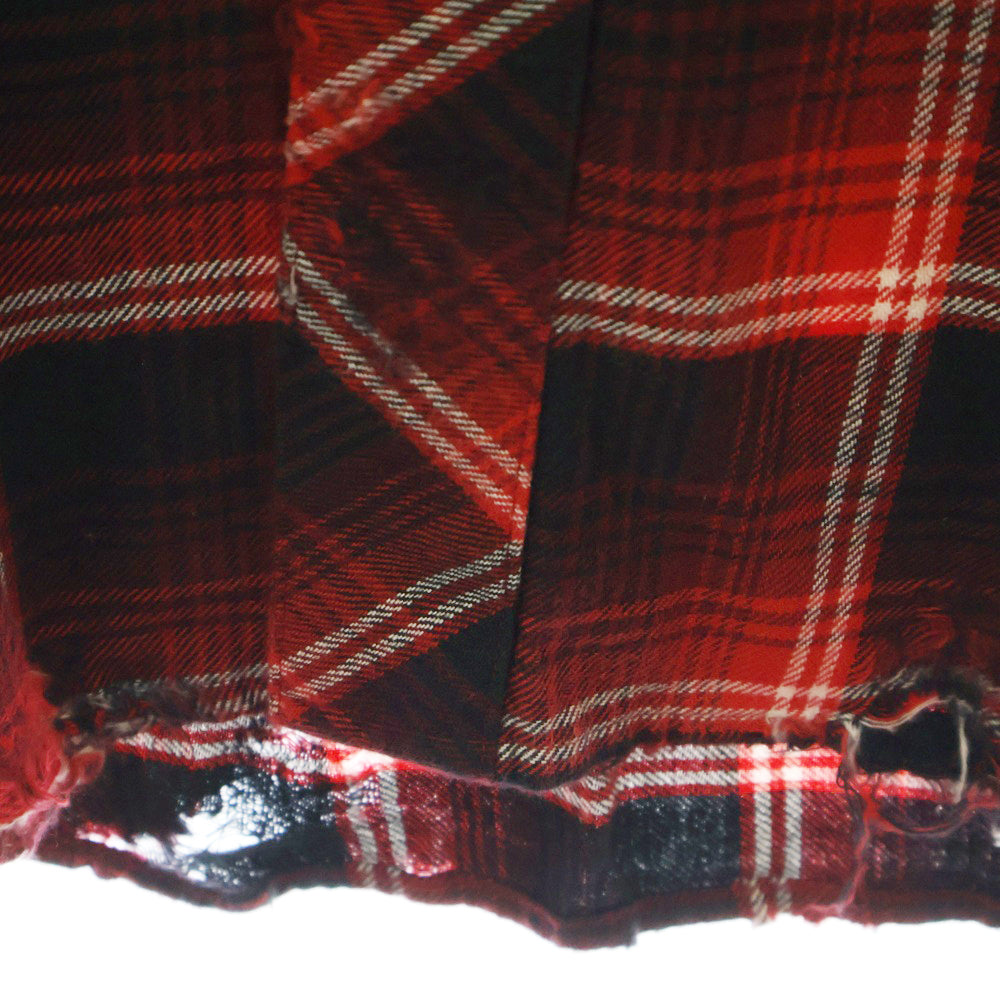 Rafu(ラフ) 23SS WESTERN SHIRTS ダメージ加工 チェック柄 長袖 ウエスタンシャツ レッド RAFU-002-23-01