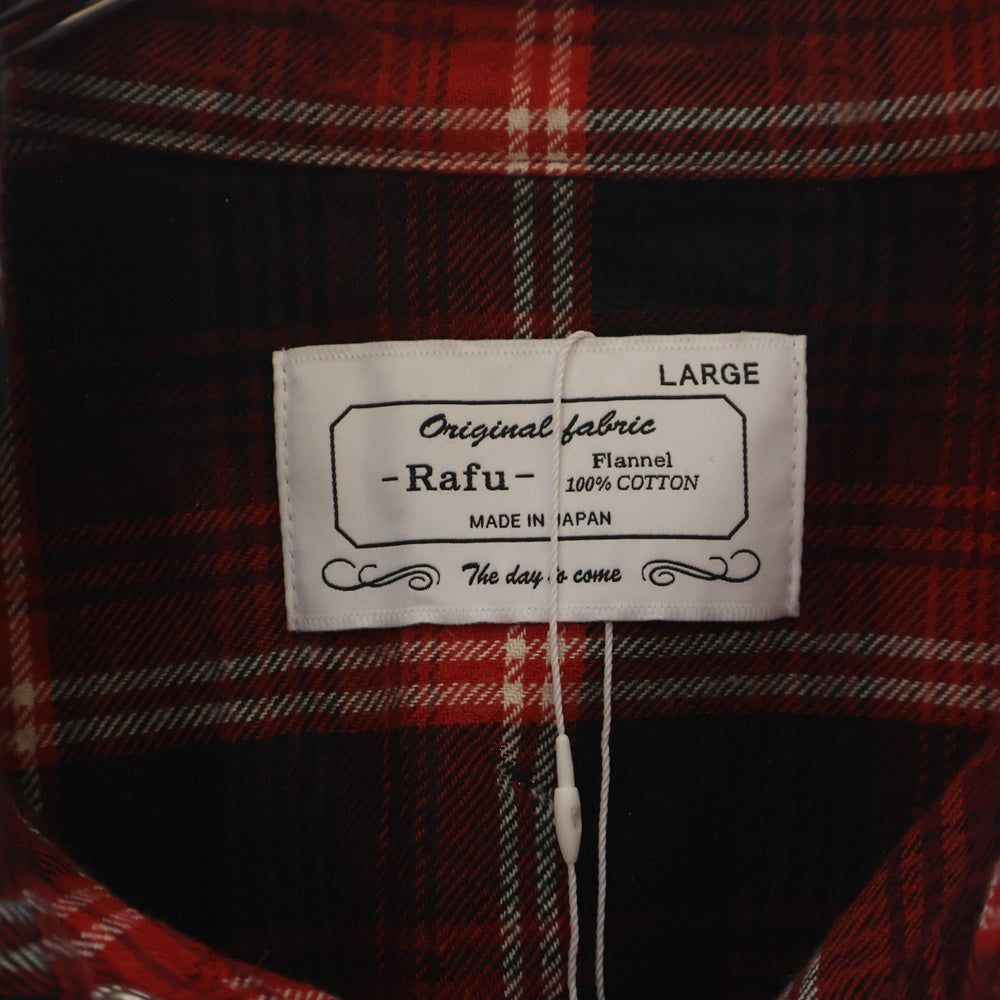 Rafu(ラフ) 23SS WESTERN SHIRTS ダメージ加工 チェック柄 長袖 ウエスタンシャツ レッド RAFU-002-23-01