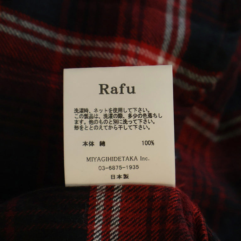 Rafu(ラフ) 23SS WESTERN SHIRTS ダメージ加工 チェック柄 長袖 ウエスタンシャツ レッド RAFU-002-23-01