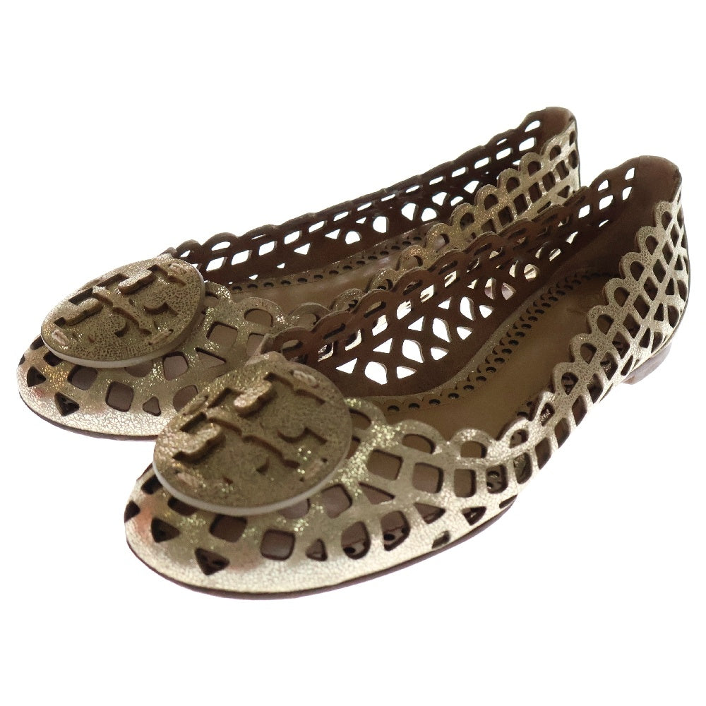 TORY BURCH(トリー バーチ) ロゴモチーフ レザー フラット バレエシューズ レディース ゴールド 7932103001