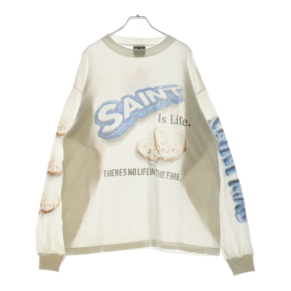 SAINT MICHAEL(セントマイケル) 24SS ×Shermer ACADEMY HEART CKIE L/S TEE シャーマーアカデミー ヴィンテージ加工 ハートクッキープリント クルーネック 長袖Tシャツ SM-YS1-0000-C39