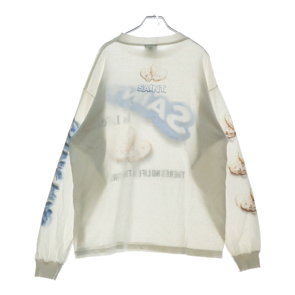 SAINT MICHAEL(セントマイケル) 24SS ×Shermer ACADEMY HEART CKIE L/S TEE シャーマーアカデミー ヴィンテージ加工 ハートクッキープリント クルーネック 長袖Tシャツ SM-YS1-0000-C39