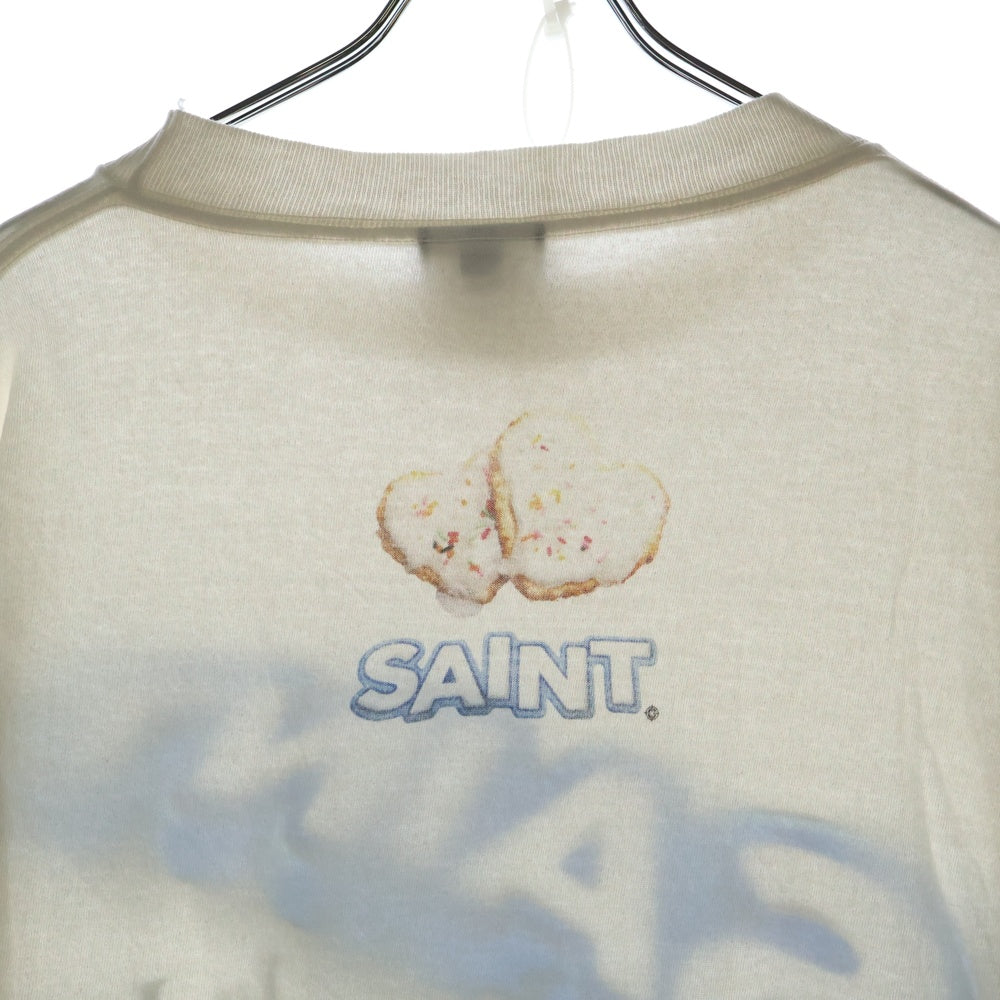 SAINT MICHAEL(セントマイケル) 24SS ×Shermer ACADEMY HEART CKIE L/S TEE シャーマーアカデミー ヴィンテージ加工 ハートクッキープリント クルーネック 長袖Tシャツ SM-YS1-0000-C39