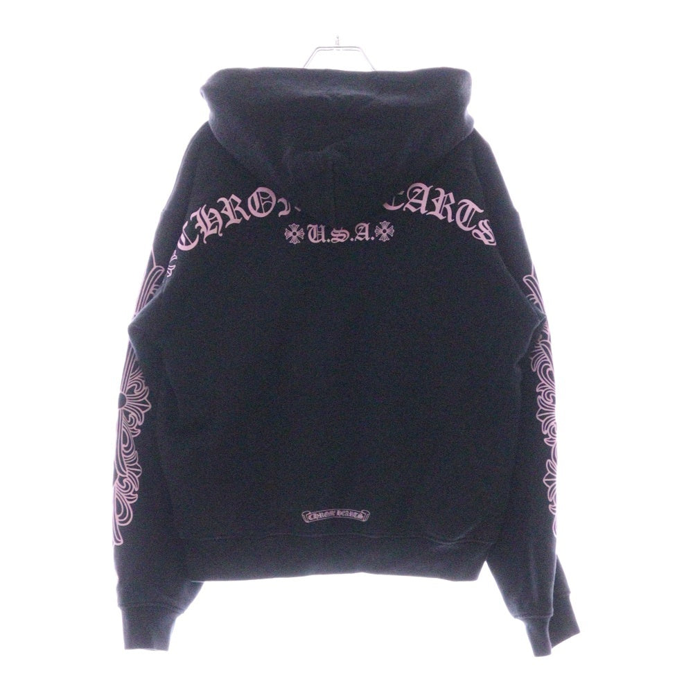 CHROME HEARTS(クロムハーツ) ×MATTY BOY HOODED SWEATSHIRT マッティボーイ バックアーチロゴプリント プルオーバーパーカー ブラック/ピンク
