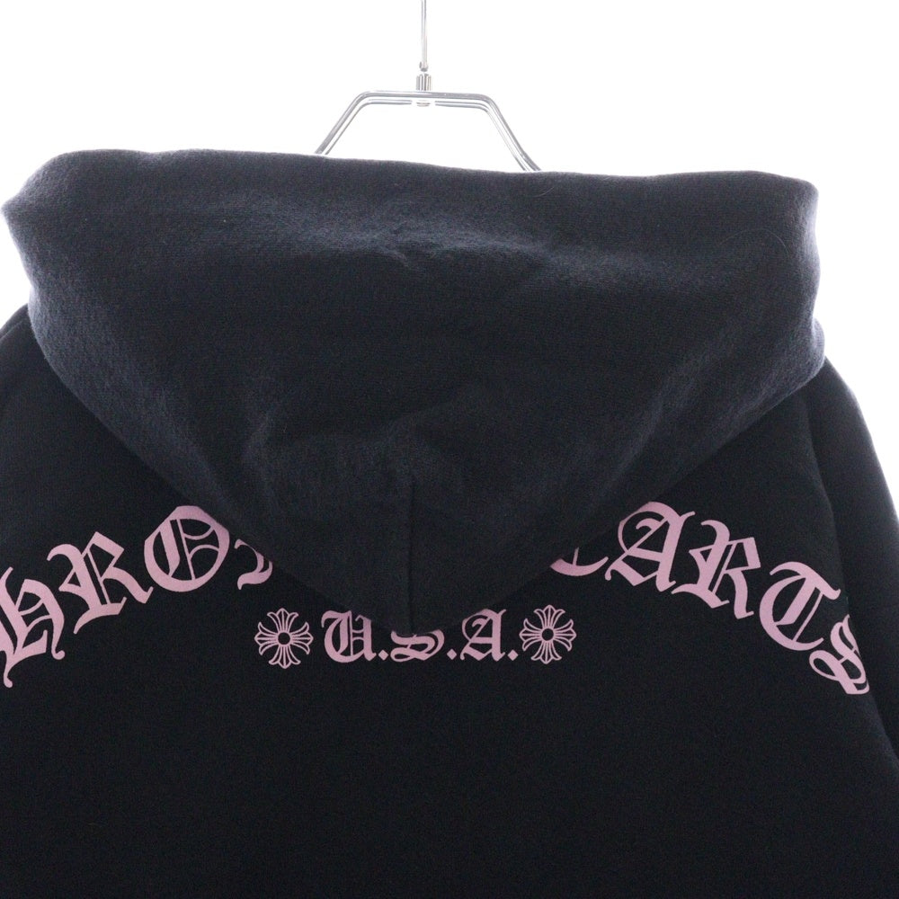 CHROME HEARTS(クロムハーツ) ×MATTY BOY HOODED SWEATSHIRT マッティボーイ バックアーチロゴプリント プルオーバーパーカー ブラック/ピンク