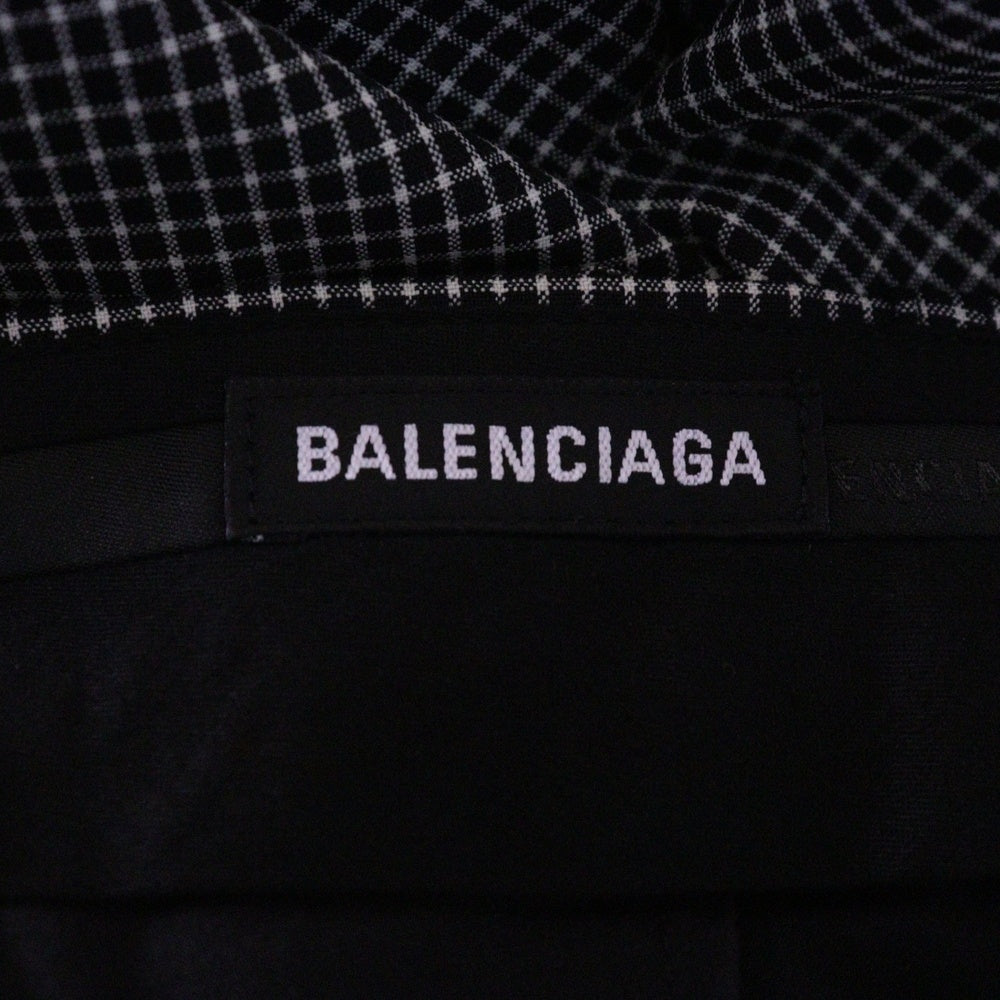 BALENCIAGA(バレンシアガ) チェック柄 ウール ワイドフィット スラックス パンツ グレー 621984 TIT04