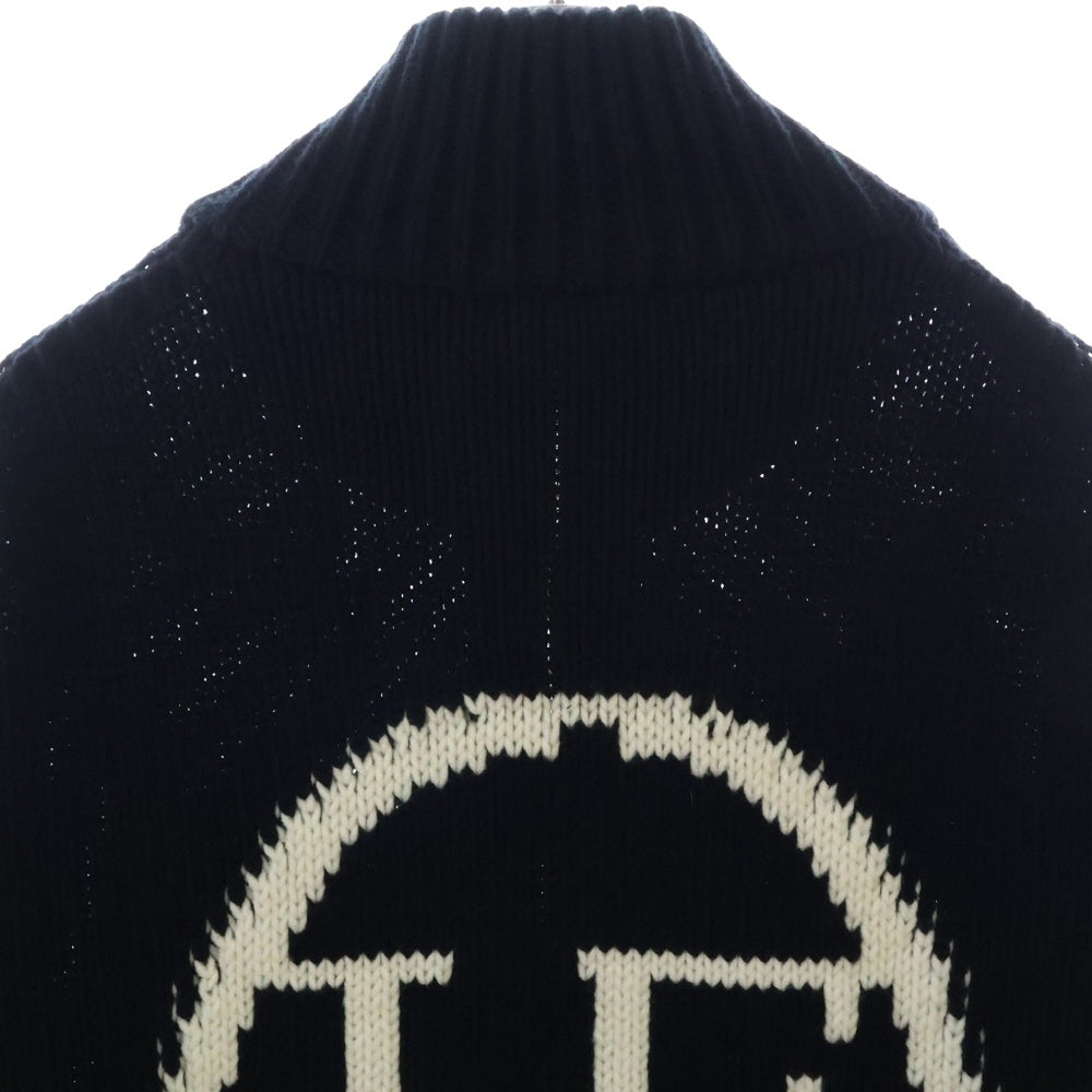 UNIFORM EXPERIMENT(ユニフォームエクスペリメント) 24AW HALF ZIP SWEATER バックロゴ ハイネック ハーフジップ ウール ニット セーター ブラック UE-242046