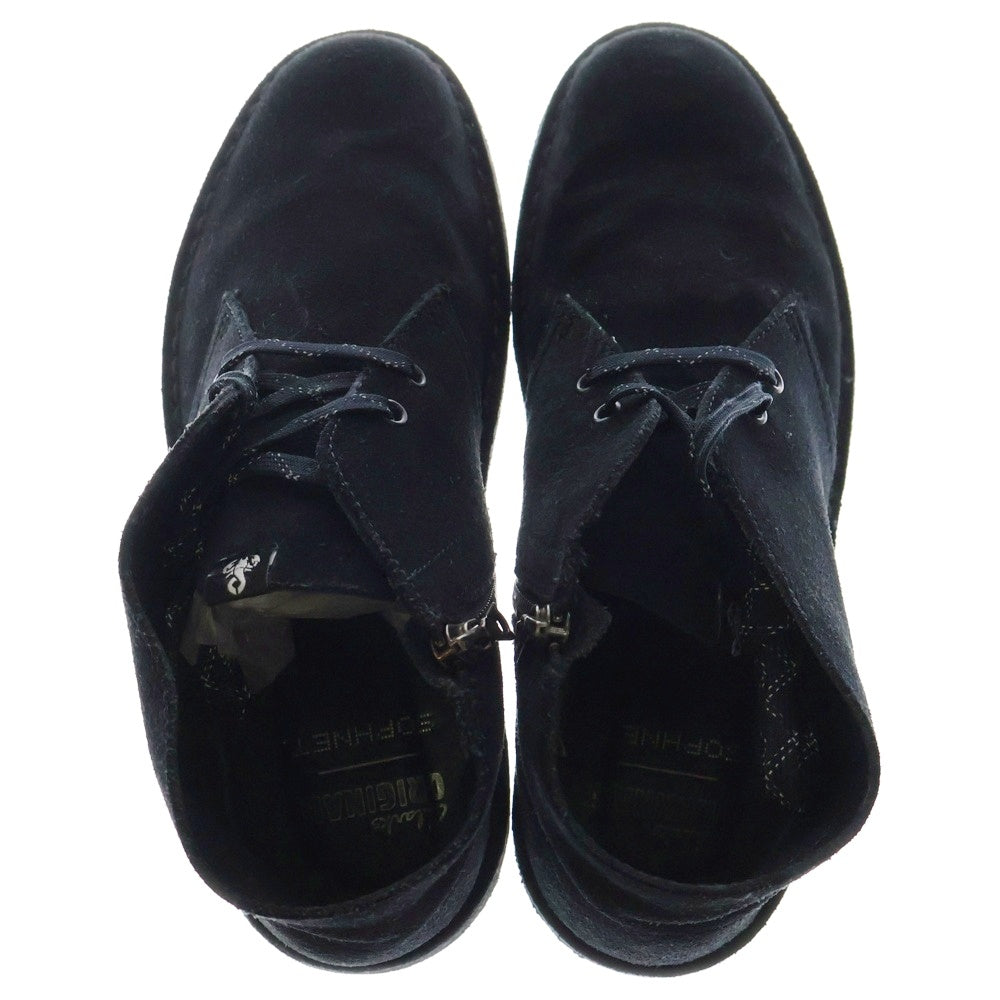 SOPHNET.(ソフネット) 24SS ×CLARKS DESERT BOOTS クラークス スウェードレザー サイドジップ デザートブーツ ブラック SOPH-240070