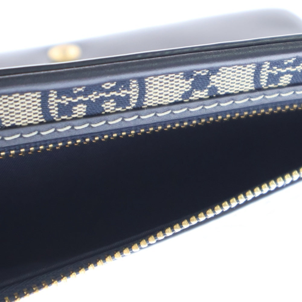 TORY BURCH(トリー バーチ) Monogram Zip Slim Wallet Tモノグラム ジップスリム ロングウォレット 長財布 レディース ネイビー/グレー