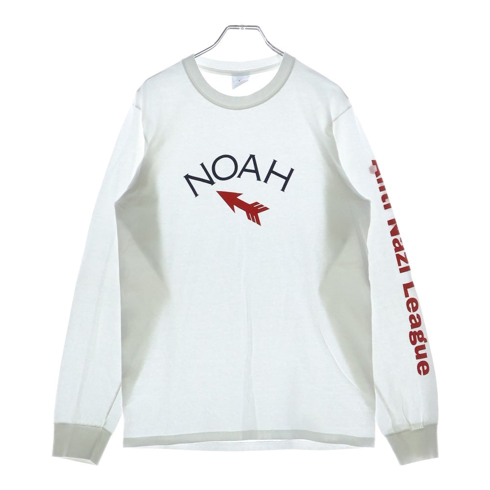 NOAH(ノア) ロゴプリント クルーネック 長袖Tシャツ カットソー ホワイト