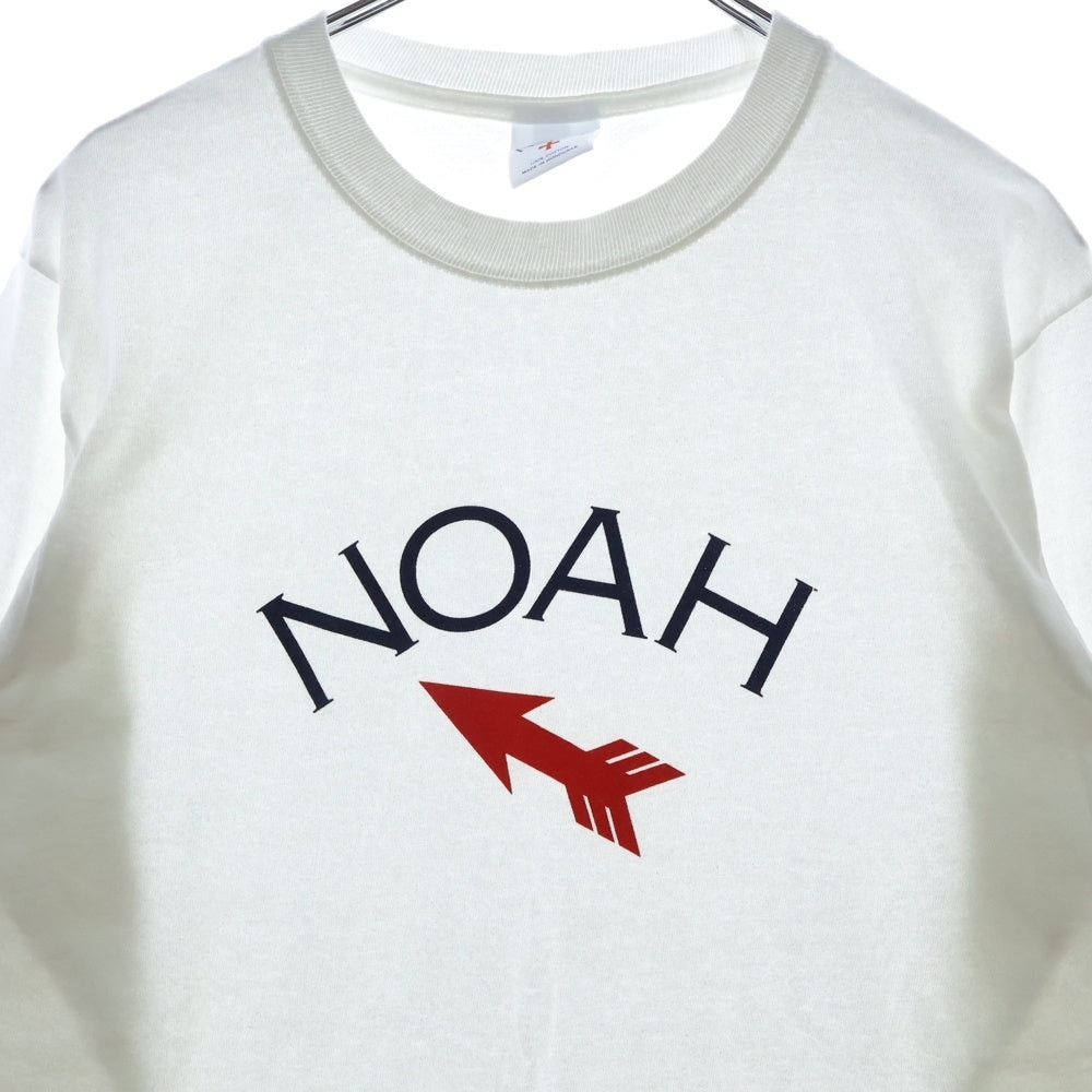 NOAH(ノア) ロゴプリント クルーネック 長袖Tシャツ カットソー ホワイト