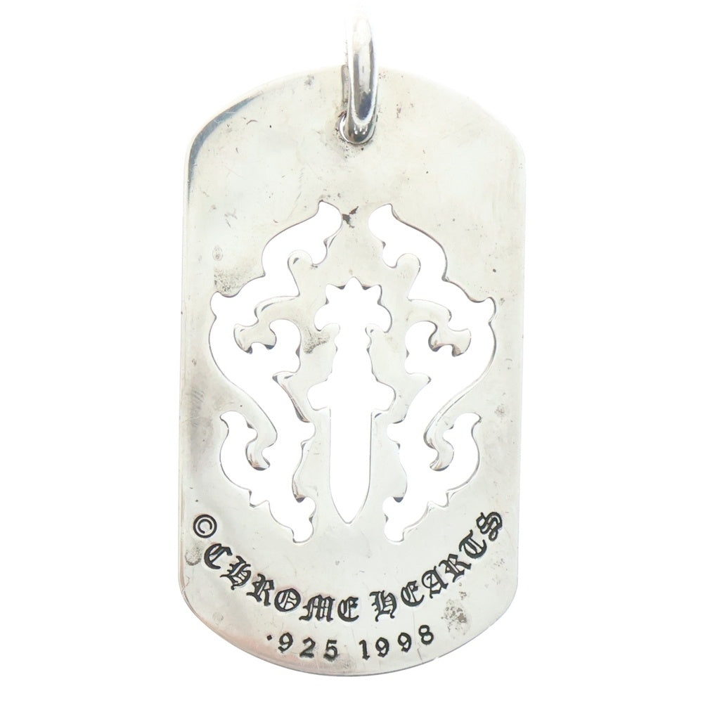 CHROME HEARTS(クロムハーツ) D TAG LRG DAGGER ヴァインダガーカットアウトドッグタグ ラージ ペンダントトップ シルバー BCA240