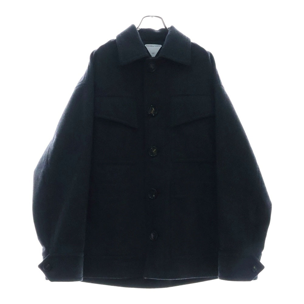 BOTTEGA VENETA(ボッテガヴェネタ) ウール フロント マルチポケット ステンカラーコート ジャケット ダークグレー 659450 V0YO0