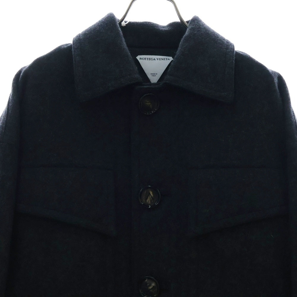 BOTTEGA VENETA(ボッテガヴェネタ) ウール フロント マルチポケット ステンカラーコート ジャケット ダークグレー 659450 V0YO0