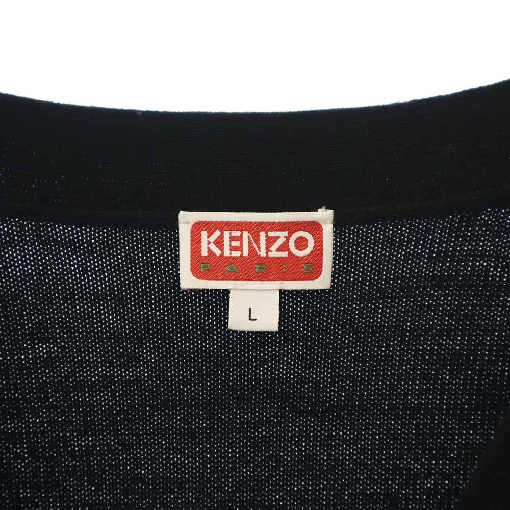 KENZO(ケンゾー) BOKE FLOWER CREST CARDIGA フラワー刺繍 5B ウールニット カーディガン ブラック FD55CA3813LB