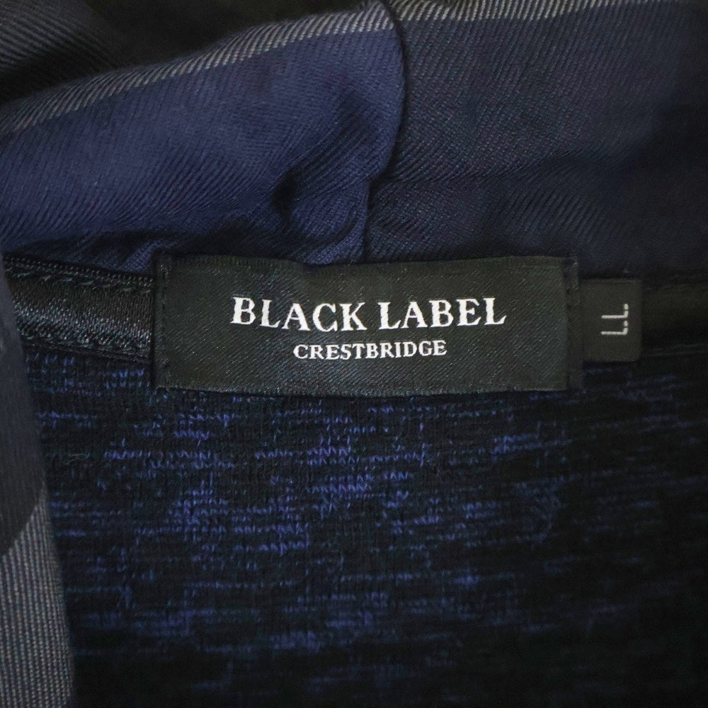 BLACK LABEL CRESTBRIDGE(ブラックレーベルクレストブリッジ) サイド素材切替 コットン 半袖プルオーバーパーカー ネイビー 51P34-744-28