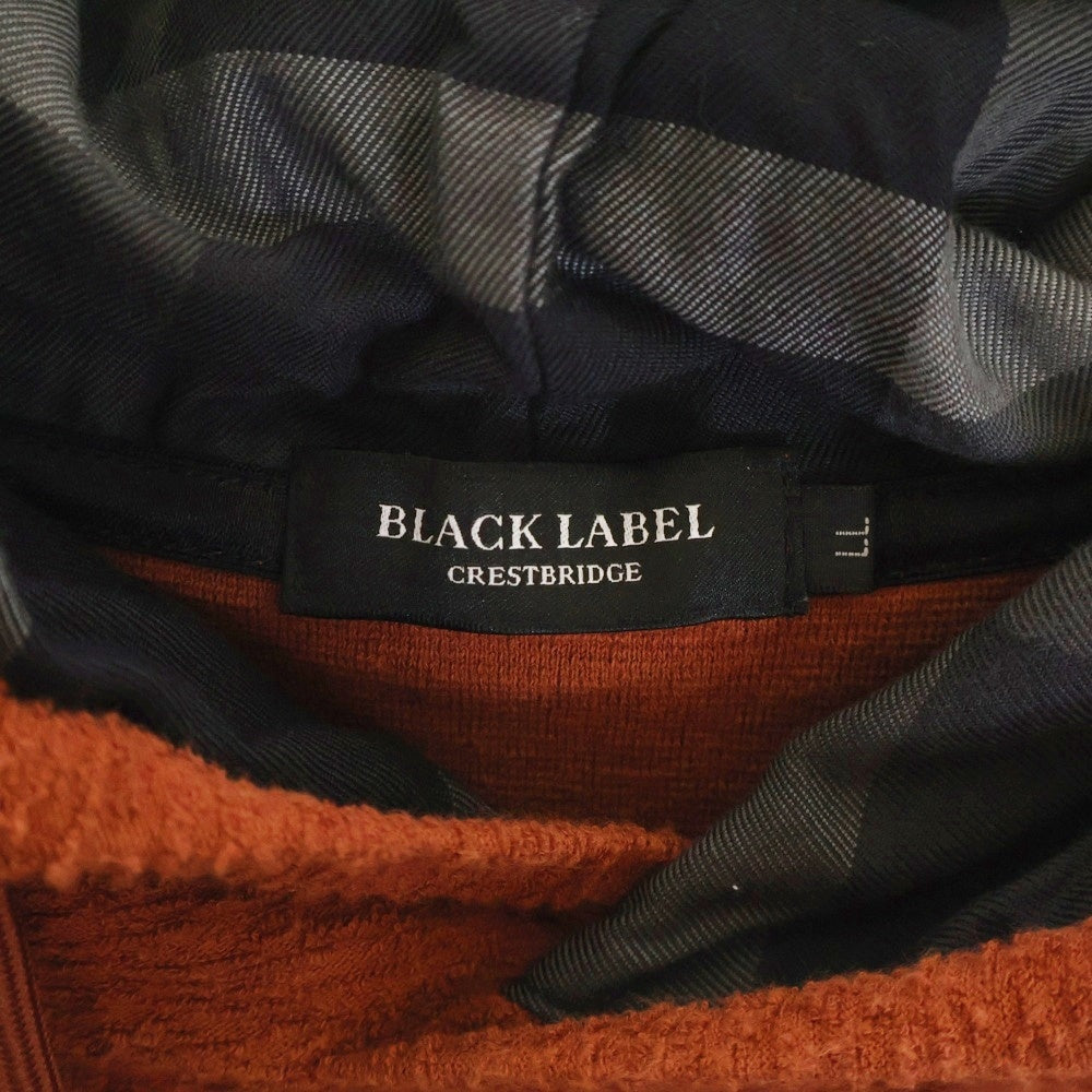 BLACK LABEL CRESTBRIDGE(ブラックレーベルクレストブリッジ) サイド素材切替 コットン 半袖プルオーバーパーカー オレンジ 51P34-744-84