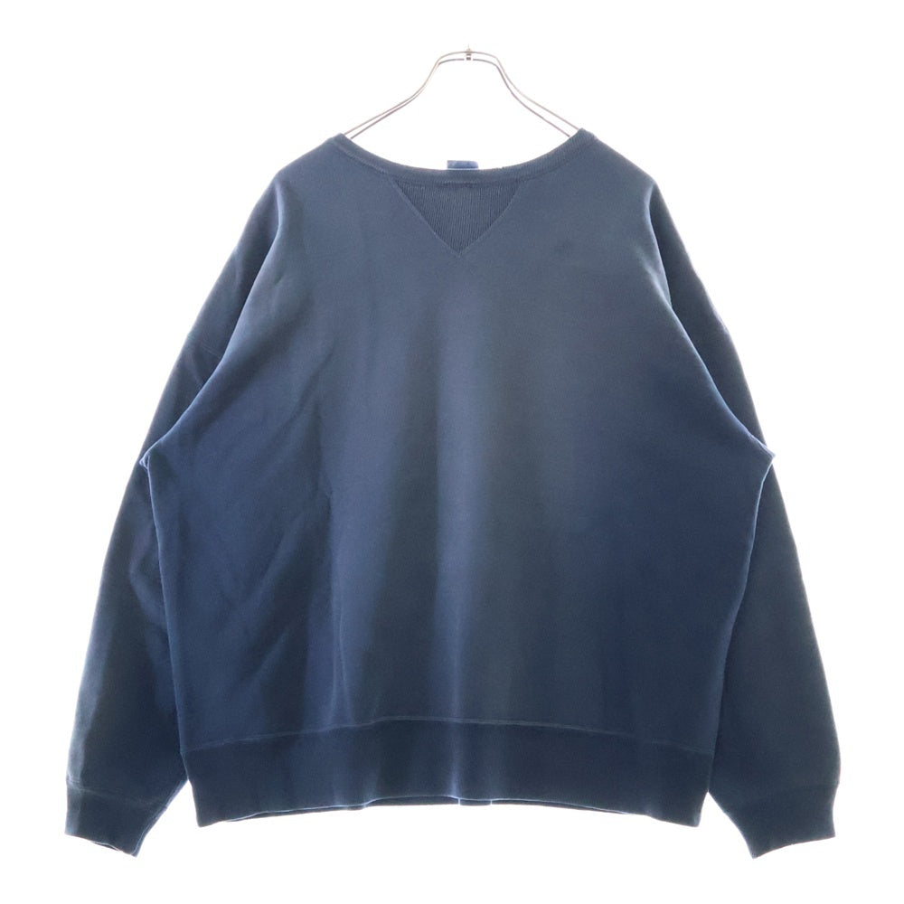 SAINT MICHAEL(セントマイケル) 25SS SAINT CRW-N SWEAT ヴィンテージ加工 フロントワッペンロゴ クルーネックスウェットトレーナー ブルー SM-HR8-0000-046