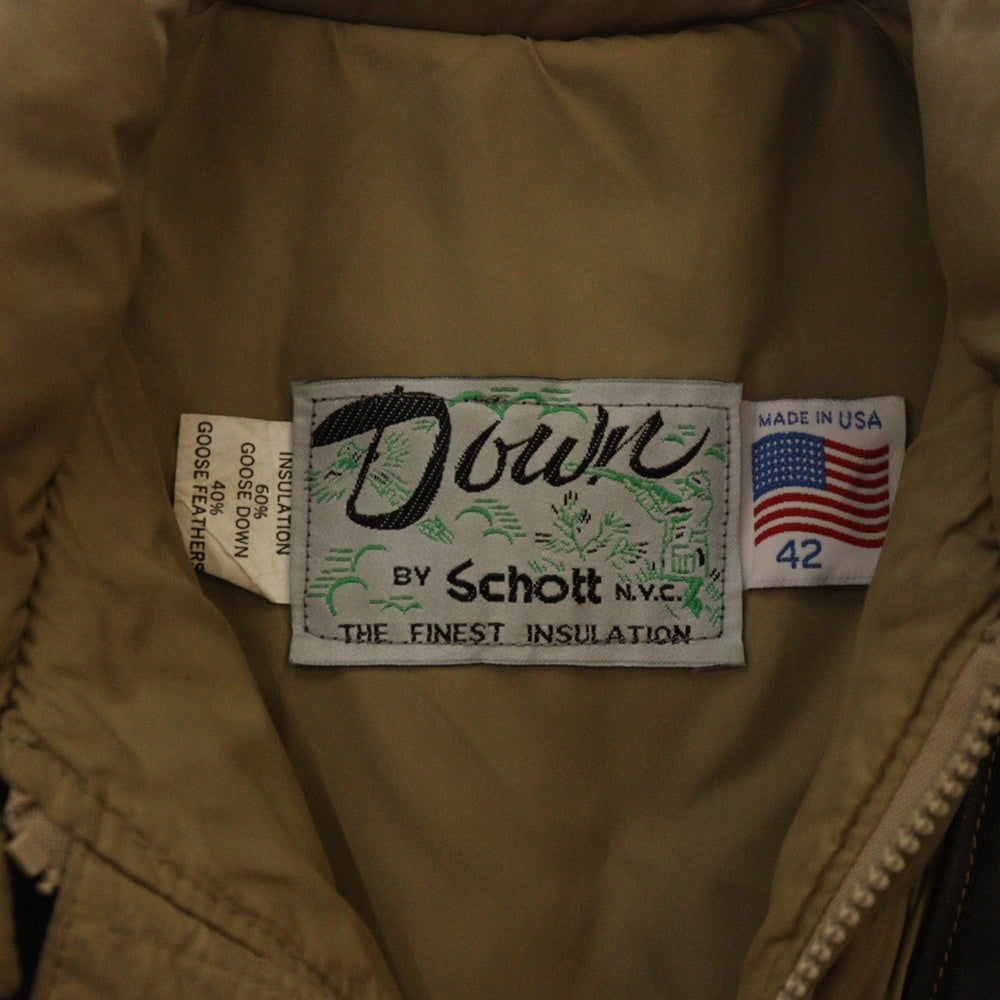 SCHOTT(ショット) 90S USA製 2WAY レザー ダウンベストジャケット ベージュ 126