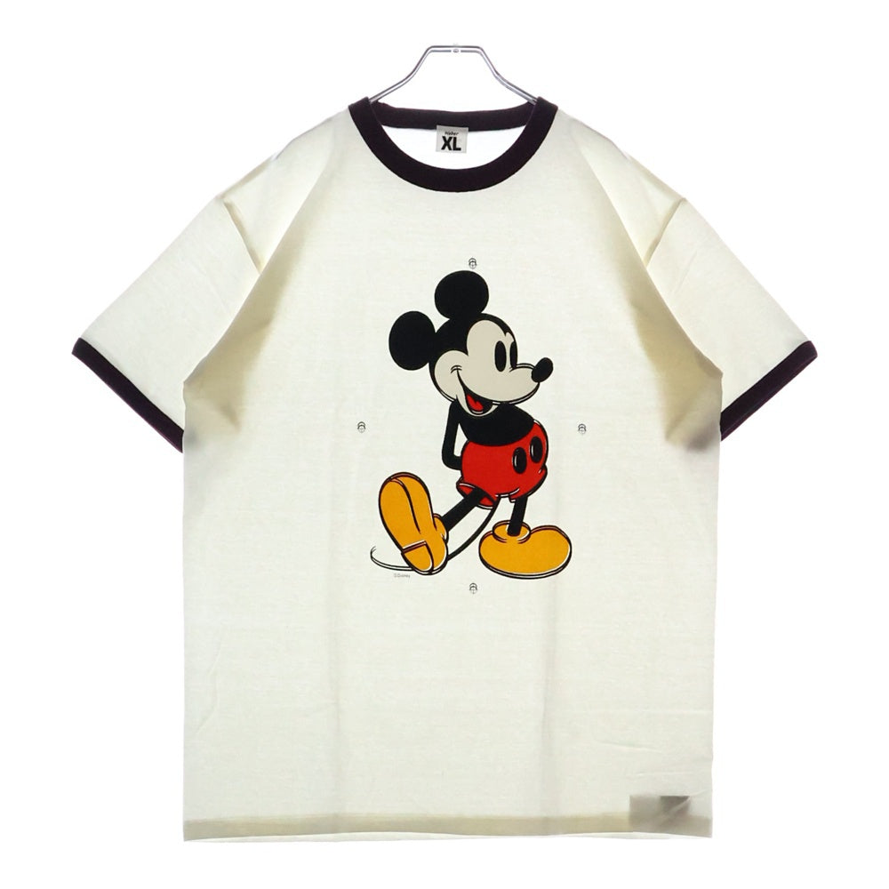 WEBER(ウェーバー) Disney collection Mickey Mouse / proof printing tee (ringer) ディズニー ミッキーマウス リンガーTシャツ ホワイト