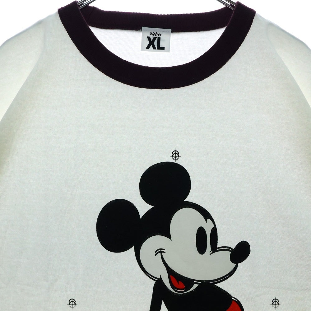 WEBER(ウェーバー) Disney collection Mickey Mouse / proof printing tee (ringer) ディズニー ミッキーマウス リンガーTシャツ ホワイト