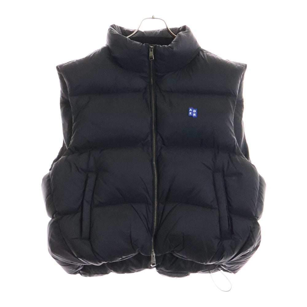 ADER ERROR(アーダーエラー) ナイロン ジップアップ ロゴ ダウンベスト アウター タグデザイン ブラック BM42FYDW0404BK