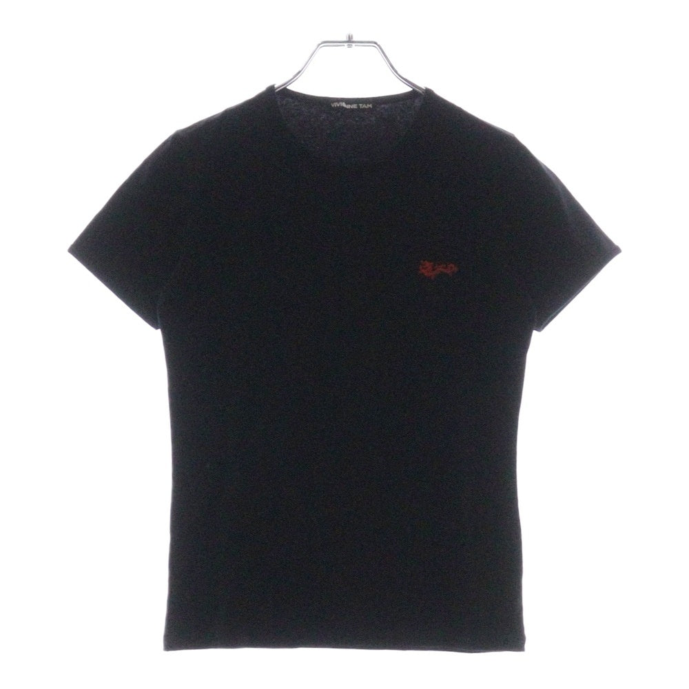 VIVIENNE TAM(ヴィヴィアンタム) ドラゴン ラバープリント クルーネック半袖Tシャツ カットソー レディース ブラック 016-160342