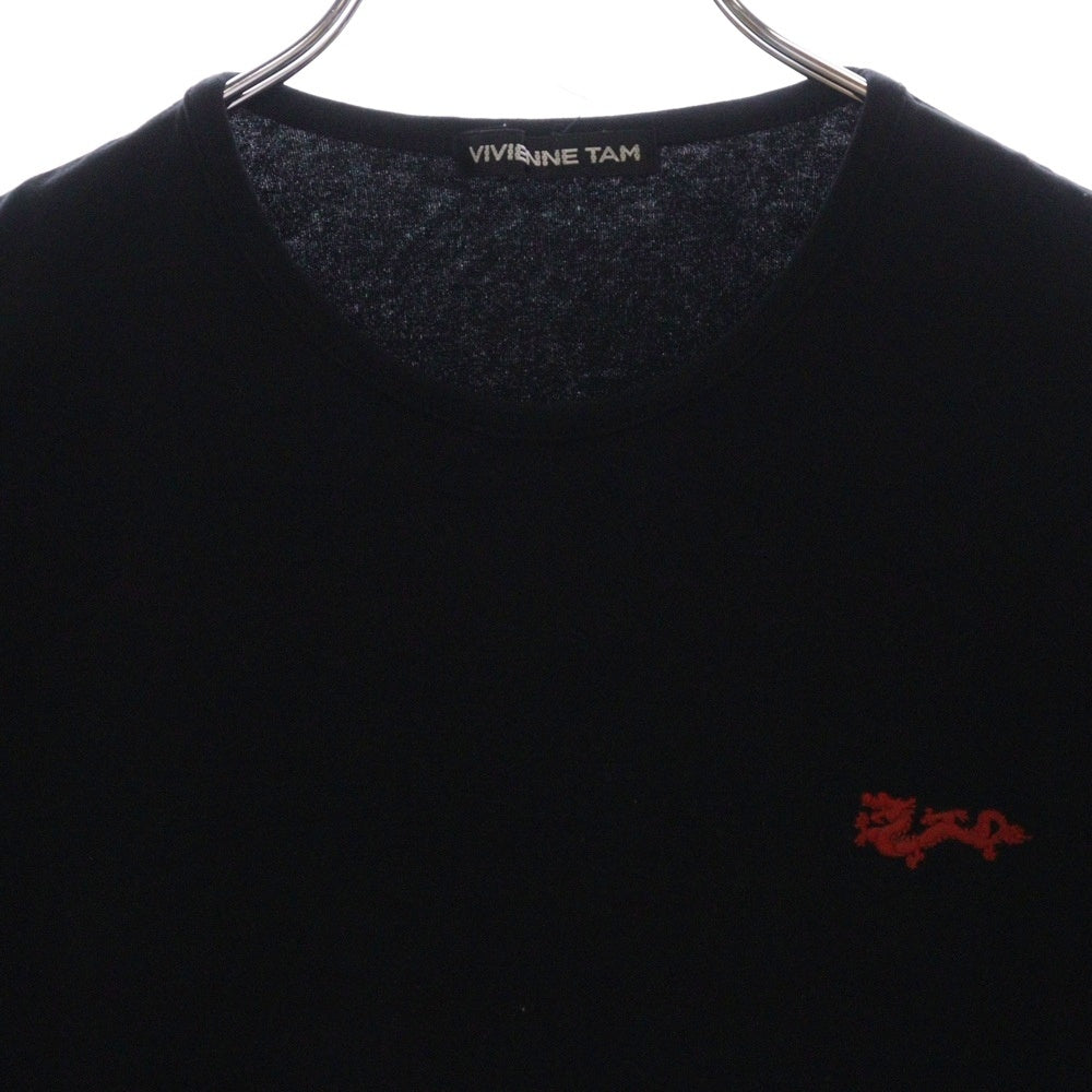 VIVIENNE TAM(ヴィヴィアンタム) ドラゴン ラバープリント クルーネック半袖Tシャツ カットソー レディース ブラック 016-160342