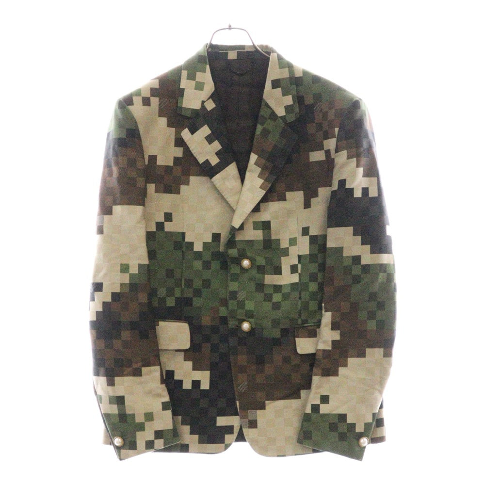 LOUIS VUITTON(ルイヴィトン) 24SS ダモフラージュ ダミエ ピクセル 迷彩 カモフラ総柄 2B テーラードジャケット ベージュ/カーキ RM241 HSB HQJ60E