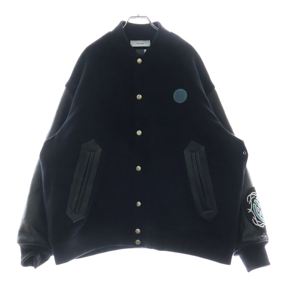 FACETASM(ファセッタズム) 22AW EMBLEM STADIUM JACKET エンブレム スタジアム ジャケット スタジャン フロントパッチ ブラック TOF-JK-M03