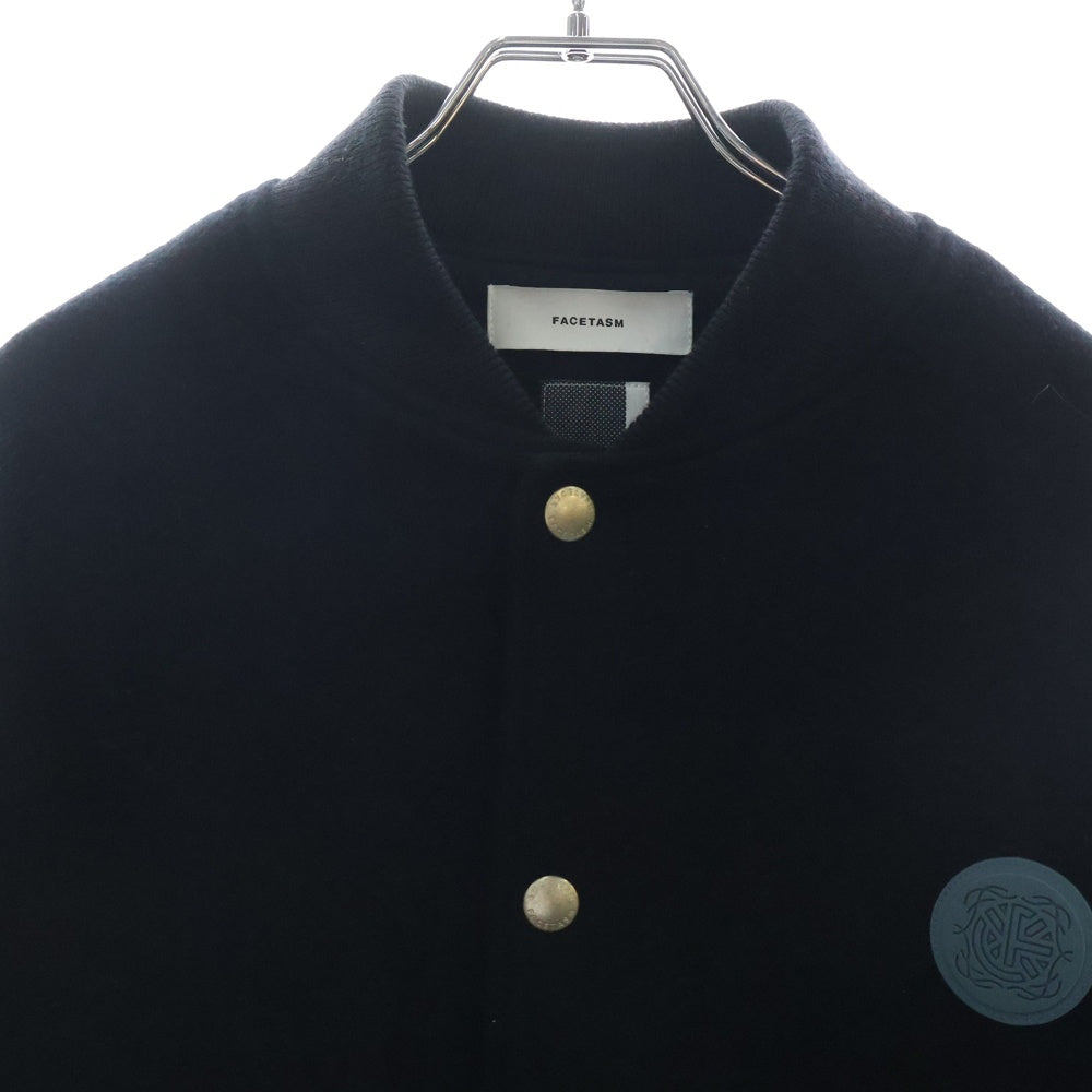 FACETASM(ファセッタズム) 22AW EMBLEM STADIUM JACKET エンブレム スタジアム ジャケット スタジャン フロントパッチ ブラック TOF-JK-M03