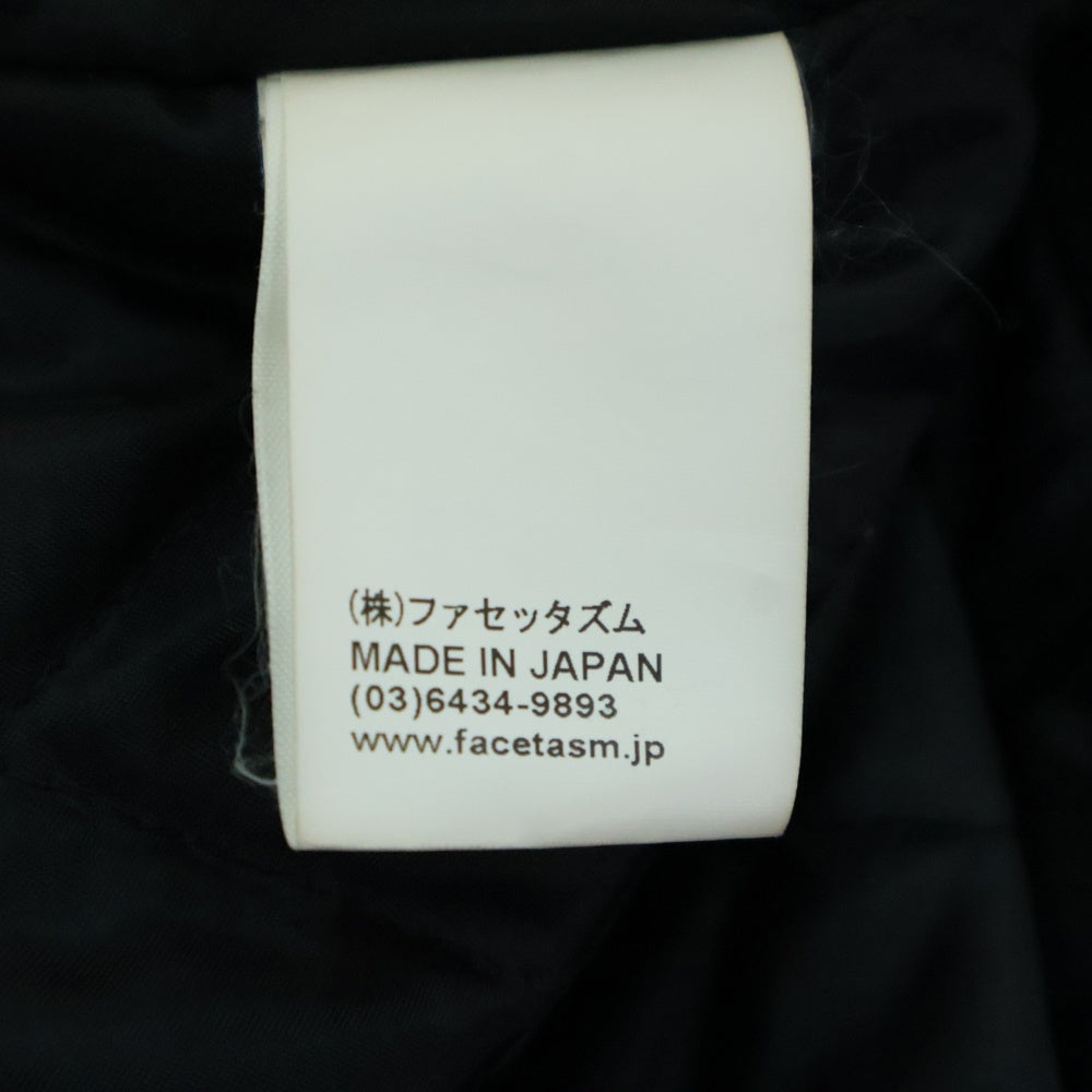 FACETASM(ファセッタズム) 22AW EMBLEM STADIUM JACKET エンブレム スタジアム ジャケット スタジャン フロントパッチ ブラック TOF-JK-M03