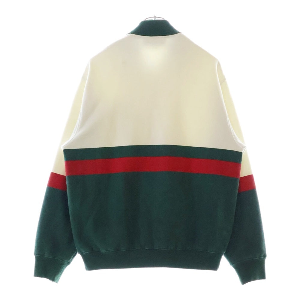 GUCCI(グッチ) シェリーライン ホースビット GGロゴプレート ジップアップ スウェット ジャケット グリーン/ホワイト 625402