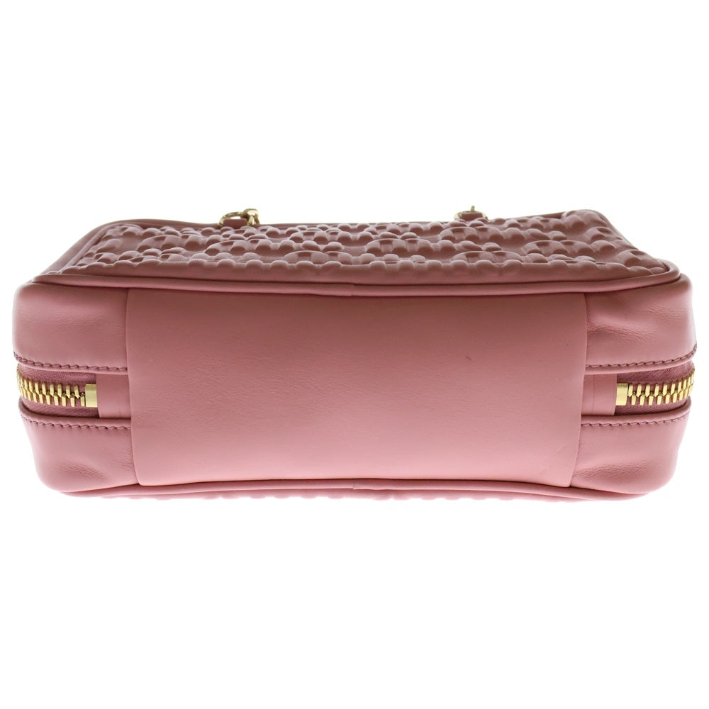 miumiu(ミュウミュウ) エンボスロゴ レザー チェーンショルダー バッグ レディース ピンク 5BB114