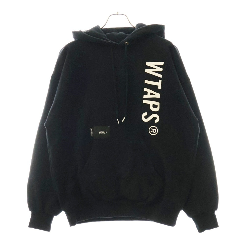 WTAPS(ダブルタップス) 23AW SIGN HOODY COTTON SCREEN サイン フーディー コットン スクリーン プルオーバーパーカー ロゴプリント ブラック 232-ATDT-HPM01S